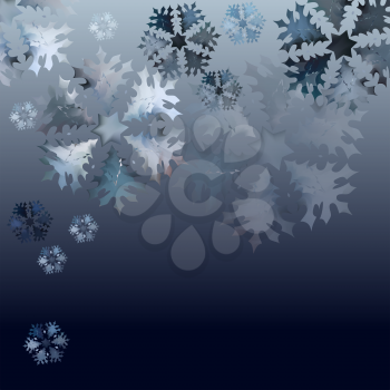 Christmas abstract patterns in form of crystal frosty snowflakes. Winter natural decoration.