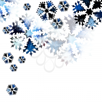 Christmas abstract patterns in form of crystal frosty snowflakes. Winter natural decoration.
