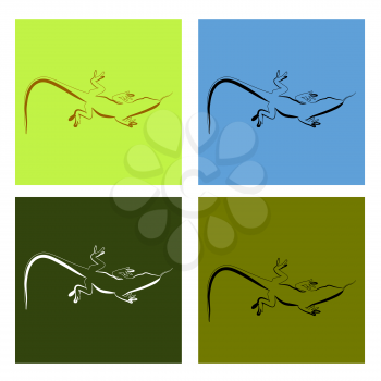 Abstract image of Sand lizard agilis. Logo with different color backgrounds. set.
