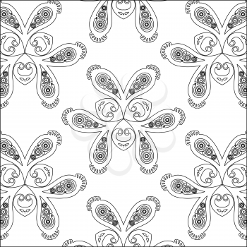 Primitive abstract Paisley pattern with lines and circles
