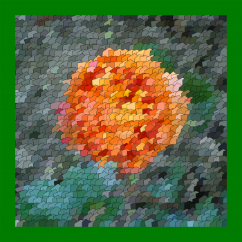 Flowers red rose closeup on grey background. Art quilt and mosaic. Color harmony in needlework. The picture art on the wall.