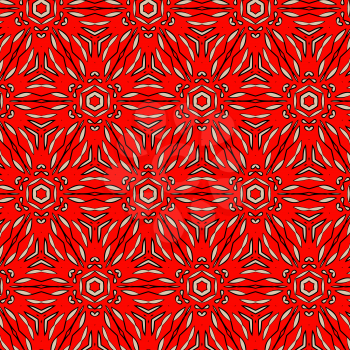 Primitive simple red modern pattern with lines and flowers