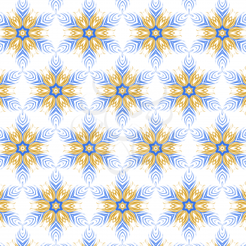 Summer and spring joyful pattern of bird feathers blue with yellow.