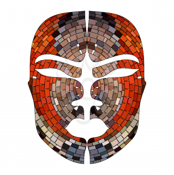 Abstract imitation of African mask with mosaics and ornaments