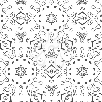 Primitive simple retro seamless pattern with lines and circles