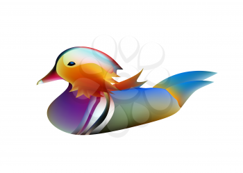A Funny cartoon Mandarin duck. Elegant Bright bird duck