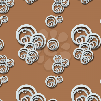 Abstract pattern with pale blue circles. Shadow, volume, 3d. Circles on brown background.