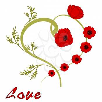 St. Valentine's Day. Background with red poppies to the day of St. Valentina.