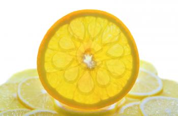 Beautiful orange slice with lemon