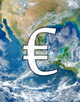 Euro symbol on earth background concept of globalization NASA