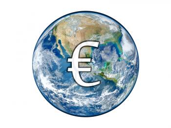 Euro symbol on earth background concept of globalization NASA