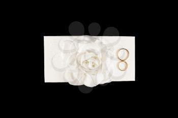 concept of wedding accessories. White box with wedding rings. design element