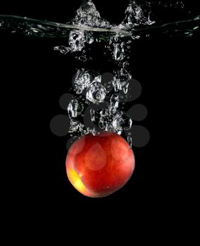 Peach falling into the water. design element