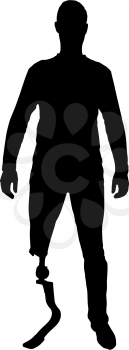 Vector silhouette man with the prosthetic leg standing. The concept of a disabled person with a prosthetic leg