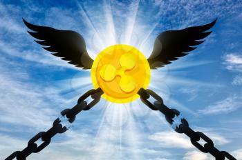Ripple with wings flies up and tears the chains chained to him. The concept of legalization of crypto currency