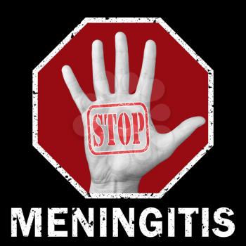 Stop meningitis conceptual illustration. Open hand with the text stop meningitis.