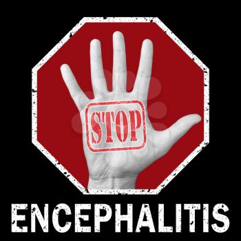 Stop encephalitis conceptual illustration. Open hand with the text stop encephalitis