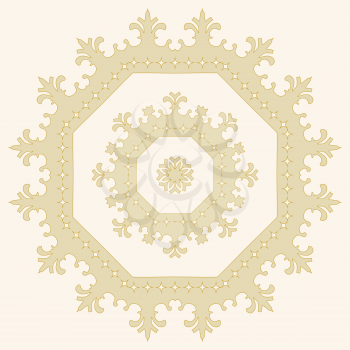 Eight pointed circular pattern. Mandala. Round linear vector ornament in pastel colors.