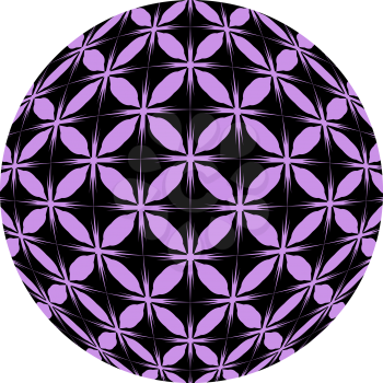 Black and purple mosaic ball, isolated on a white background.