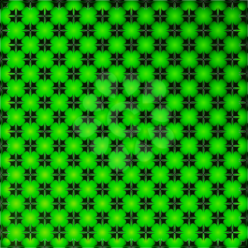 The beautiful bright green background with stylized clover leaves.