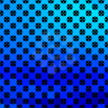 The beautiful bright blue background with stylized clover leaves.