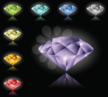 Multi-colored gems set. There is an option in the vector.