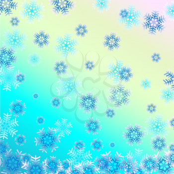 Christmas beautiful vector background with blue snowflakes.