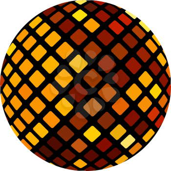 Orange mosaic ball, isolated on a white background.