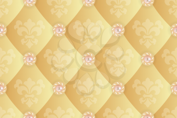 Seamless background with Fleur de lis on a yellow. There is an option in the vector.