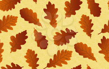 Seamless background with beautiful oak leaves. There is an option in the vector.