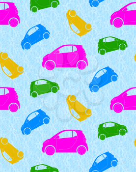 Beautiful seamless pattern with colorful cars. There is an option in the vector.