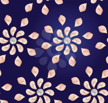 Beautiful abstract seamless background with pearls flowers.