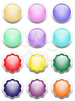 Beautiful multi-colored round buttons isolated on white background.