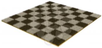 Chessboard from fur on a white background.