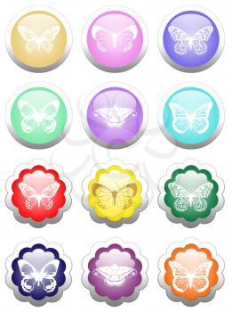 Beautiful multi-colored round buttons isolated on white background.