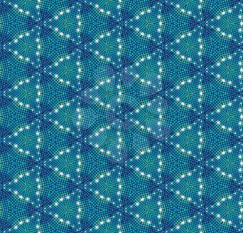 Beautiful mosaic seamless pattern in blue tones.