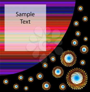 Space abstract card with stars and colorful stripes.