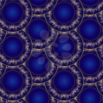 The beautiful seamless background with geometric ornament blue.