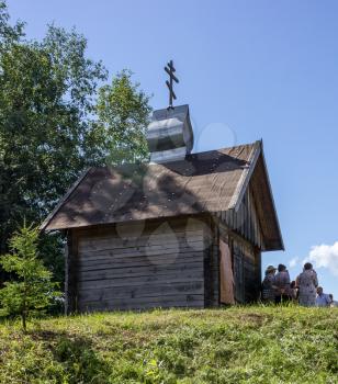 Village Kurovo, Russia - 6 July 2014: Wooden chapel of Alexander Nevsky, the village Kurowo, Russia.