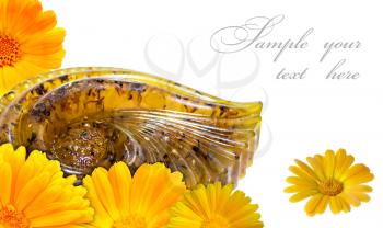 Natural handmade soap with calendula, in a beautiful abstract form.