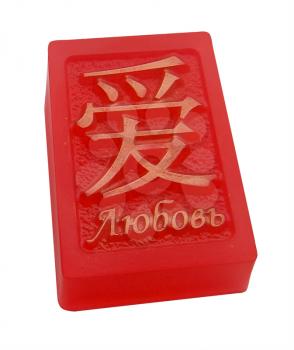 Natural handmade soap with the image of character love.