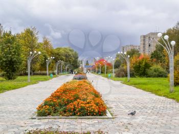 Walkway along the avenue Energetic, Russia, g Udomlya