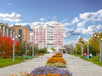 Walkway along the avenue Energetic, Russia, g.Udomlya Tver region