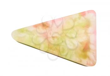 Beautiful handmade soap in the form of multi-colored triangle. Isolated on white.
