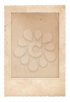Old photo frame. Vintage paper. Retro card. Isolated on white
