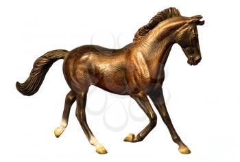 Beautiful collectible figure of a running horse on white background.