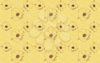 Vintage seamless background with flowers wild rose. There is a variant in the vector.