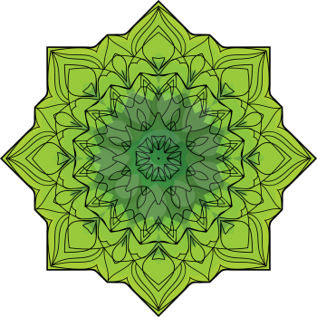 Green eight-pointed mandala. There is an option in the vector.