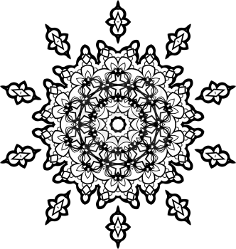 Snowflake Mandala. Vintage decorative elements. Oriental pattern, vector illustration. Coloring book page. Islam, Arabic, Indian, moroccan spain turkish mystic ottoman motifs