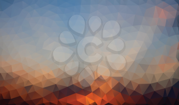 Abstract polygonal background in orange, blue shades. There is a variant in the vector.